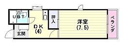 K・Kハイツ 1DKの間取図画像