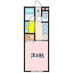 （仮称）大村新築アパート 1階1Kの間取り