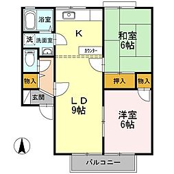 グレイスタウン2A 2LDKの間取図画像