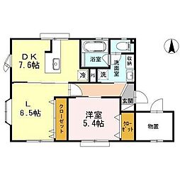 リバティーフジA 1LDKの間取図画像