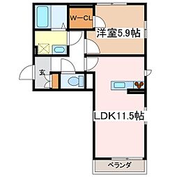 丸花見壱号館 1LDKの間取図画像
