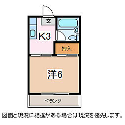 コーポ常念 1Kの間取図画像