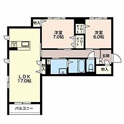 マストタウングランテージ 2LDKの間取図画像