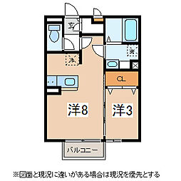 アリスガーデンナカジマC 1LDKの間取図画像