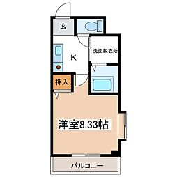 ロワール中央ビル 1Kの間取図画像