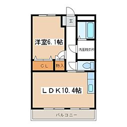 エポックシュー2番館 1LDKの間取図画像