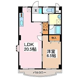 ユーイン井川城 1LDKの間取図画像