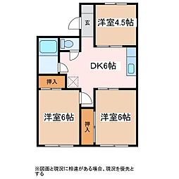 コーポときわやB 3DKの間取図画像