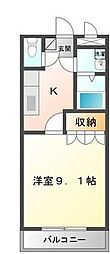 ボヌール・フルール 1Kの間取図画像