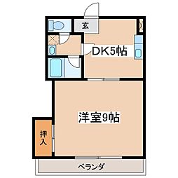 カイセー三芳 1DKの間取図画像