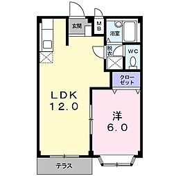 エルディム沙羅 1LDKの間取図画像
