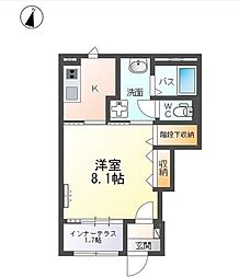 リバーベース 1Kの間取図画像