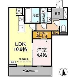 GRAND D-ROOM大手 1LDKの間取図画像