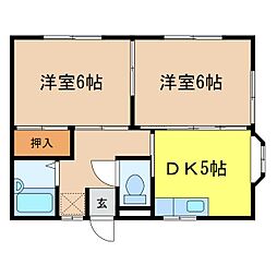 リックエステイト 2DKの間取図画像
