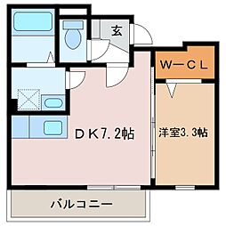 Lasita埋橋 1DKの間取図画像