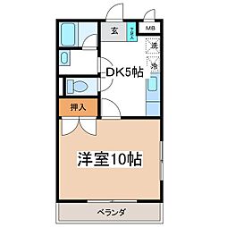 スクウェアハイツ 1DKの間取図画像