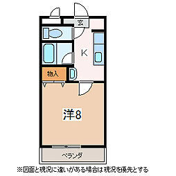 ハイツミレニアム 1Kの間取図画像
