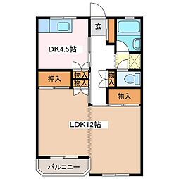 マンション大桐 1DKの間取図画像