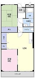 アンソレイエA 2LDKの間取図画像