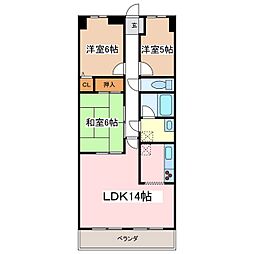 ダイアパレス松本大手 3LDKの間取図画像