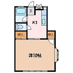 コーポマールム 1Kの間取図画像
