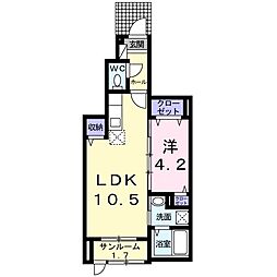 ダイヤモンドムーン 1LDKの間取図画像
