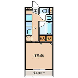 レジデンス塚平 1Kの間取図画像