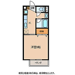 メゾン稲丘B 1Kの間取図画像