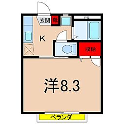 シャルマンさつきB 1Kの間取図画像
