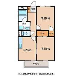サープラスツーきたはらA 2DKの間取図画像