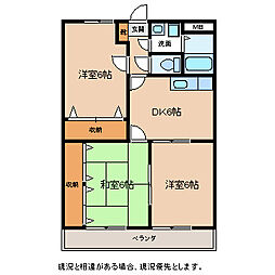 マンション皐月 3DKの間取図画像