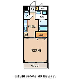 サンライズ北方 1Kの間取図画像