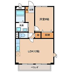 サープラスベルメゾン宮ノ上南棟 1LDKの間取図画像