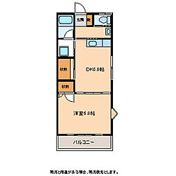 ベルメゾン高松 1DKの間取図画像