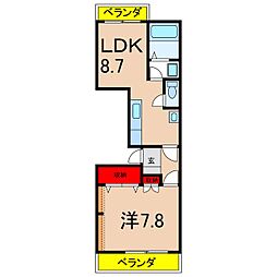 レジデンスタカハ 1LDKの間取図画像