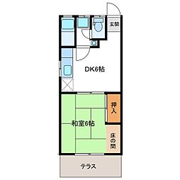 マンション横田第3 1DKの間取図画像