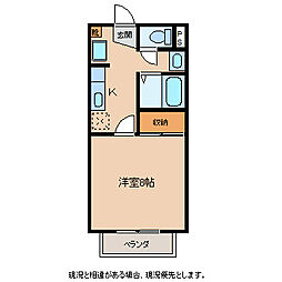 サープラスクレア光沢 1Kの間取図画像