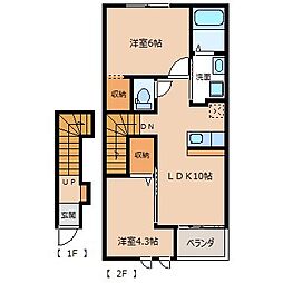 グランドゥール2 2LDKの間取図画像