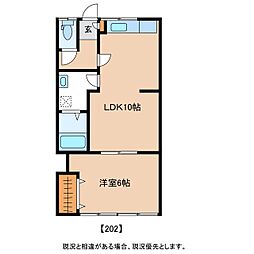コーポ熊谷A棟 1LDKの間取図画像