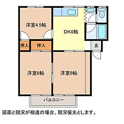 グリンビュー日滝A棟 3DKの間取図画像