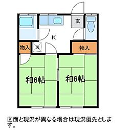 垂沢アパート 2Kの間取図画像