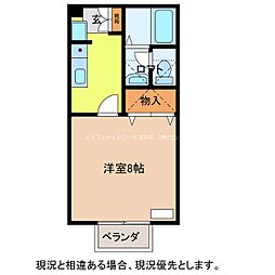 レザン長者 1Kの間取図画像