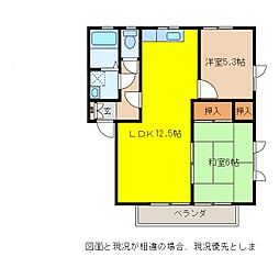 ラフィーネ逢瀬B 2LDKの間取図画像