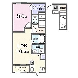 ミニョン フロル A 1LDKの間取図画像