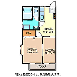 パル・キタハラA 2Kの間取図画像