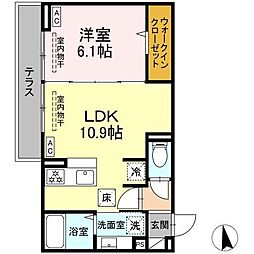 トリシア東口 1LDKの間取図画像