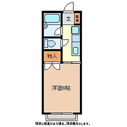 M-21ハイツ 1Kの間取図画像