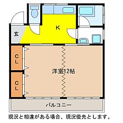 正和マンション 1Kの間取図画像