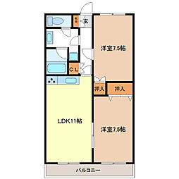 Y'sコート 2LDKの間取図画像