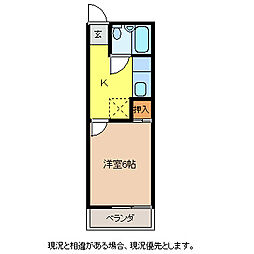 第三王神ハイツ 1Kの間取図画像